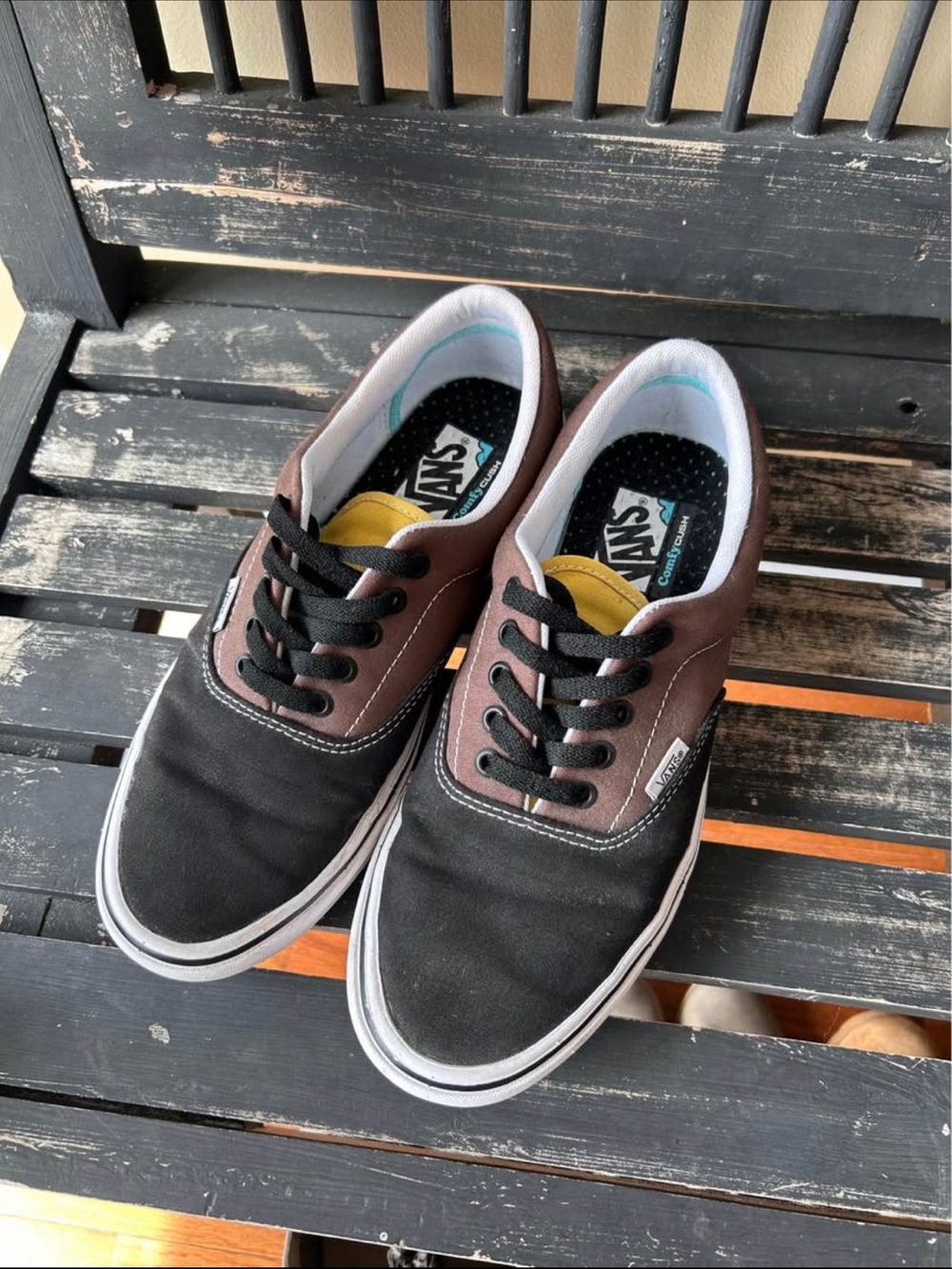 Vans Black and Brown Low-Top Canvas Sneakers